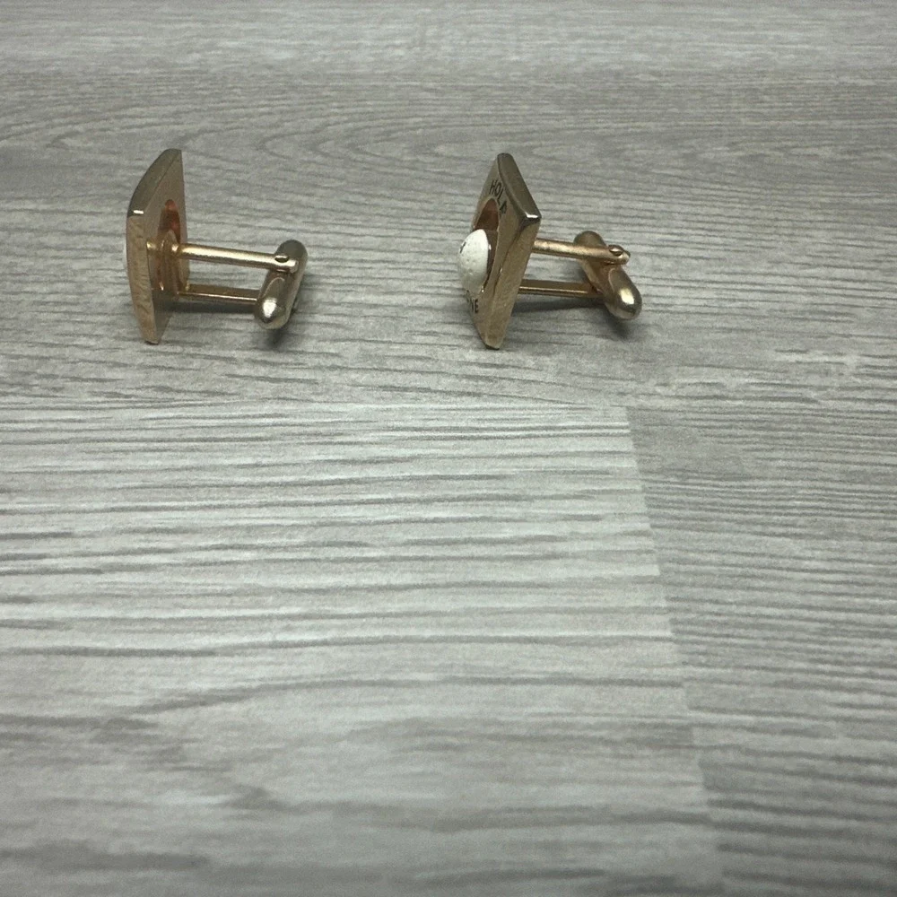 Vintage SWANK Gold-Tone Golf Themed Cufflinks&Tie Clip Set Hole In One Golf Ball